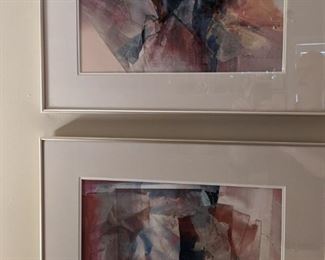 Pair of nicely framed/matted original acrylics, by Jan Dorer, Waleska, GA.