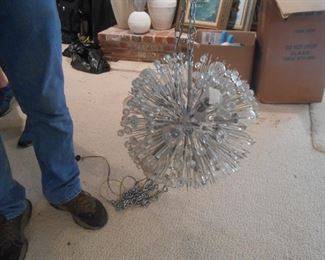 Taking bids Saturday!  On this awesome Sputnik Flower Chandelier 1950s hanging light!!!
