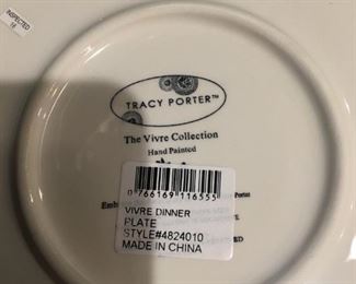 TRACY PORTER VIVRE COLLECTION HAND PAINTED DISH AND SERVING SET-132 PIECES-SOME CHIPS-$300