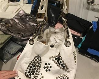 JIMMY CHOO WHITE WITH STUDS HAND BAG-$250 (PRICE ADJUSTED)