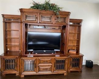 WALTER E SMITHE ENTERTAINMENT CENTER-BOOKSHELVES $250 EACH-MAIN UNIT $400 (TV NOT FOR SALE)