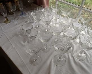 lots of elegant glassware stems