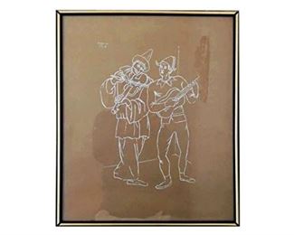 2. After Picasso, Pierrot and Harlequin