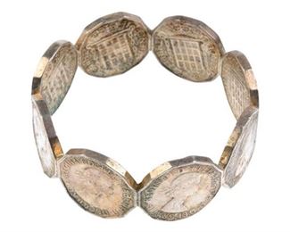 14. Vintage Queen Elizabeth II Del Gratia Regina Coin Bracelet, 1950s60s