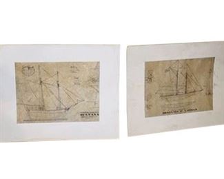 25. Pair of Nautical Drawings, reprints