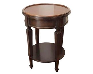 39. Baker Mahogany Round Accent Occassional Table, solid