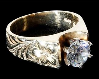 42. 14K Yellow Gold QZ Diamond Ring, custom Hawaii