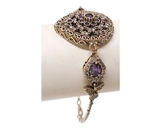 43. Sterling Amethyst Marcasite Bracelet