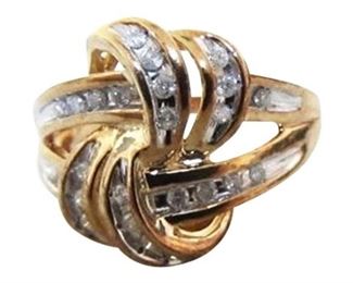 44. 14K DIAMOND KNOT RING