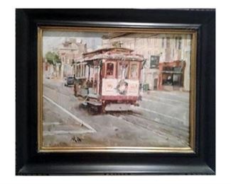 91. Decorator Cable Car Oil Painting