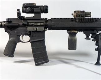 Springfield Armory Saint 5.56 Nato Rifle SN# ST 064248, Adjustable Stock, Foregrip, With Bipod, Sight, Mounted Flashlight