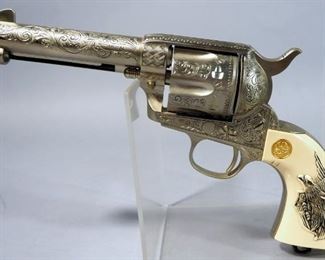 Franklin Mint George S. Patton Jr World War II Commemorative .45 Single Action Revolver Replica With Display Frame, Non-Firing