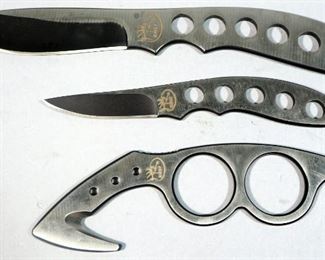 Browning Model 890 RMEF Packlite 3-Piece Knife Kit And Camillus Western RMEF Knife 4.5" Blade, In Sheath