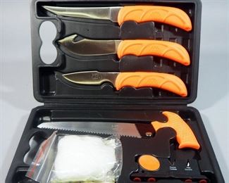 Outdoor Edge RMEF 7-Piece Elk-Pak Knife And Saw Set With Sharpener, In Hard Case