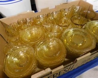 Amber yellow depression glass