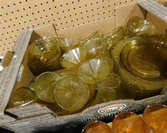 Amber yellow depression glass