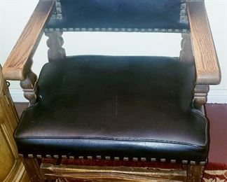 Antique leather chair pr $25