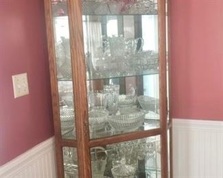 Curio w/ mirror back & glass shelves