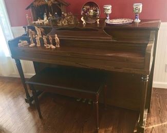 Piano, vintage Nativity sets