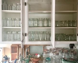 Many canning jars (quarts, pints, jelly jars)