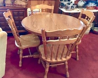 Wooden table w/ one leaf and 4 chairs