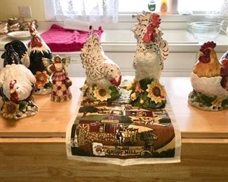 Rooster & chicken collectibles, cookie jar