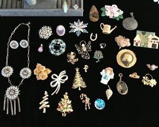 Costume & sterling silver jewelry pins, SOME PIECES ARE SOLD
