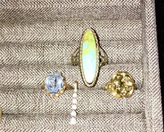 10K & 14K rings, sterling & turquoise ring, 14K ARE AVAILABLE & diamond pendant IS SOLD