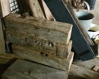 Hand hewn log chunks, misc lawn & garden items