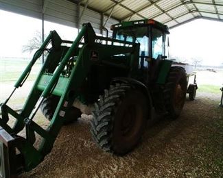 John Deere 7210 tractor, comes with bucket, 9000 hrs.