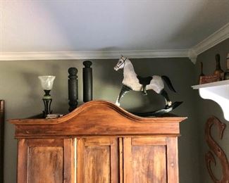 Black and White Accessories on top of Armoire