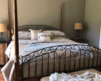 King Four Poster Bed, mattress not included, dresser and armoire match