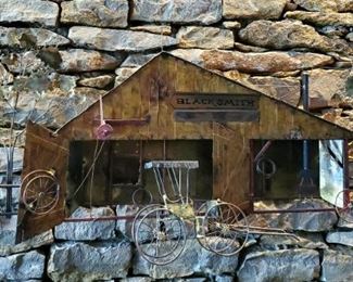 Copper 3D Western Blacksmith Mid Century Brutalist Wall Art Signed By Curtis Jere