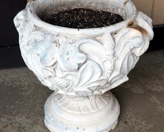 18" Matching Cast Concrete Planters, 18" Round, Qty 2