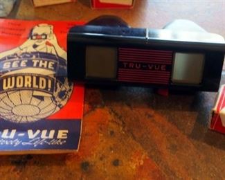 Antique Tru-Vue Slide Viewer In Original Box, Includes Slides