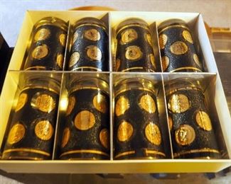 Libbey Gold Coin Collection 8 Piece Hostess Glassware Set, In Original Packaging