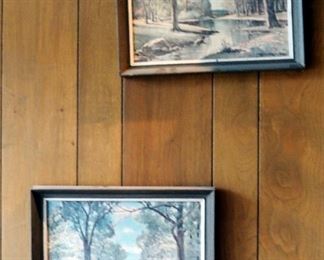 Framed Robert Wood Prints (13" x 16"), Qty 4; And Accent Mirror