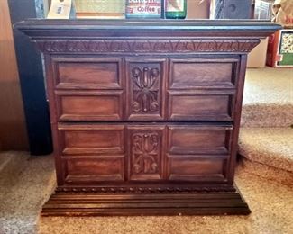 Mid Century 2 Drawer Nightstand, 24" x 27.5" x 18"