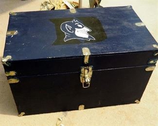 Duke University Blue Devils Foot Locker, 12" x 21" x 12", Includes Key Chain Collection, Gold Tees, Assorted Patches And More