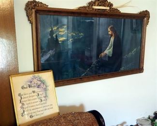 Framed Under Glass Portrait Of Jesus, 28" x 48"