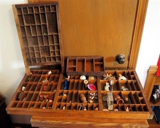 Shadow Box And Miniature Figurine Collection