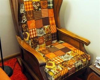 Mid Century Upholstered Rocker, 44" x 27" x 32"