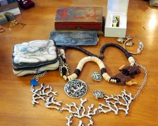 Trinket Boxes, Puka Shell Necklace, Deer Pin And Earring Set, And Ladies Watch Faces