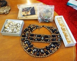 Costume Jewelry, Including Franklin Simon Brooch And Earrings Set, Matching Choker And Cuff Bracelet, Pearl Style Necklace