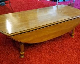 Solid Wood Drop Leaf Coffee Table, 16" x 48" x 35"