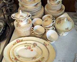Edwin M. Knowles Semi-Vitreous China, 12 Place Setting, Including Plates, Bowls, Cups, Saucers, Platters, Gravy Boat