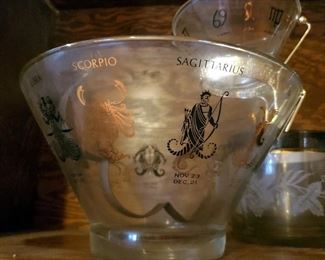 Zodiac Punch Bowl, Silverplated Glass Serving Dishes, Ice Bucket, And More