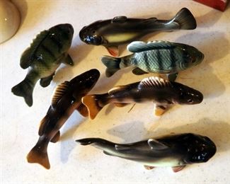 Japanese Ceramic Fish Salt And Pepper Shakers, Qty 6