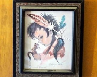Monteague Flagg Framed Lithograph Prints, Including "Big Moon", "North Star", "Little Star Eyes", "Billy Navajo", And More, Qty 10; Measures 7.25" x 6.25"