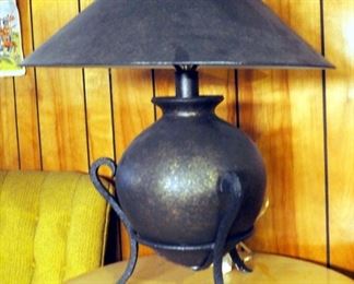 Contemporary 28" Ceramic Table Lamp With Cast Iron Accents